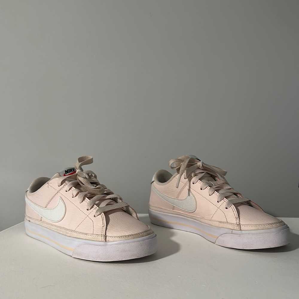 pink and white nike shoes for women